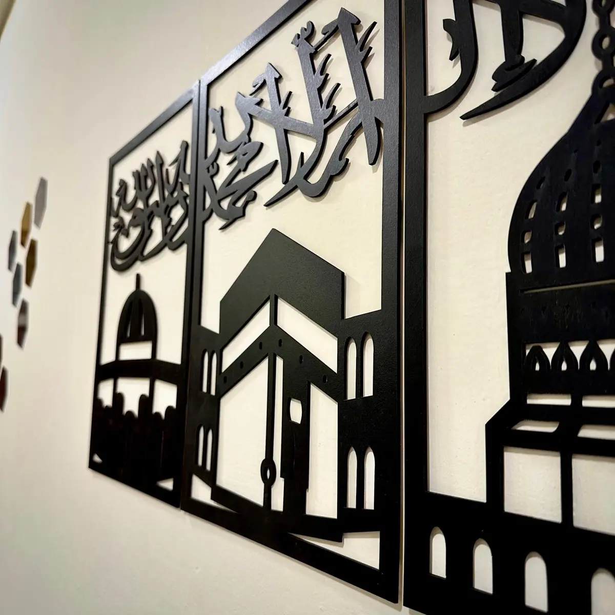 Three Frames Kalma Islamic Wooden Wall Art – Elegant Islamic Decor 2