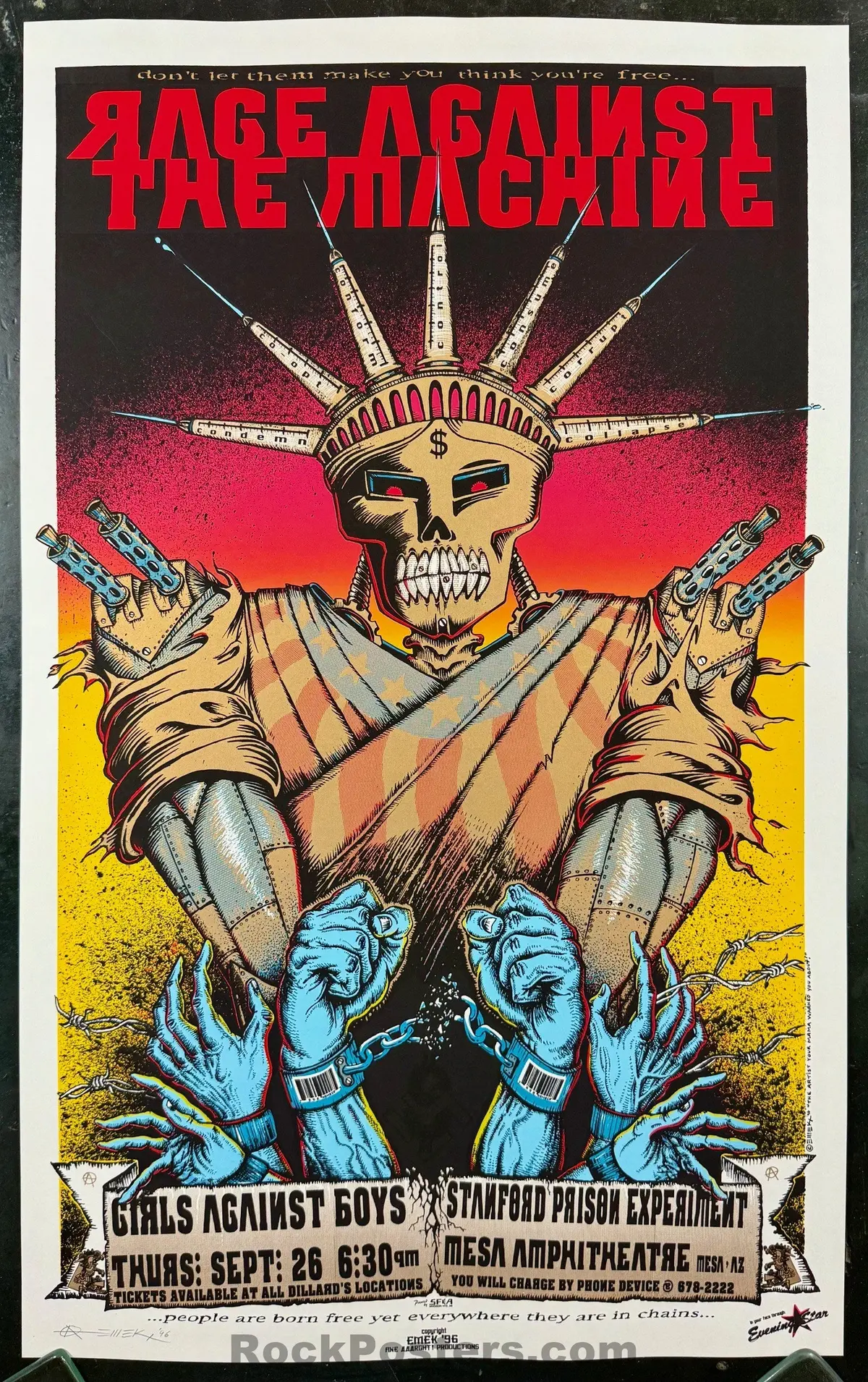 Auction - Rage Against The Machine - Mesa Arizona '96 - 1St Edition - Emek - Near Mint 1