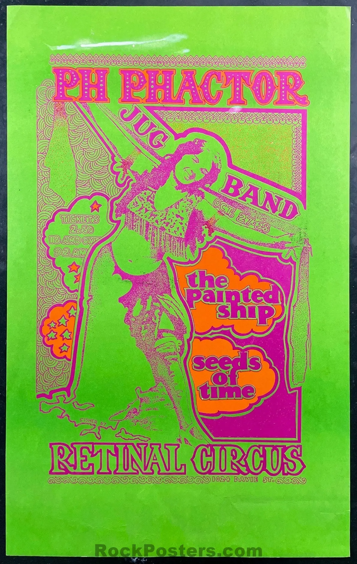 Auction - P.H. Phactor - Retinal Circus - Vancouver Canada - 1967 Psychedelic Concert Poster - Excellent 1