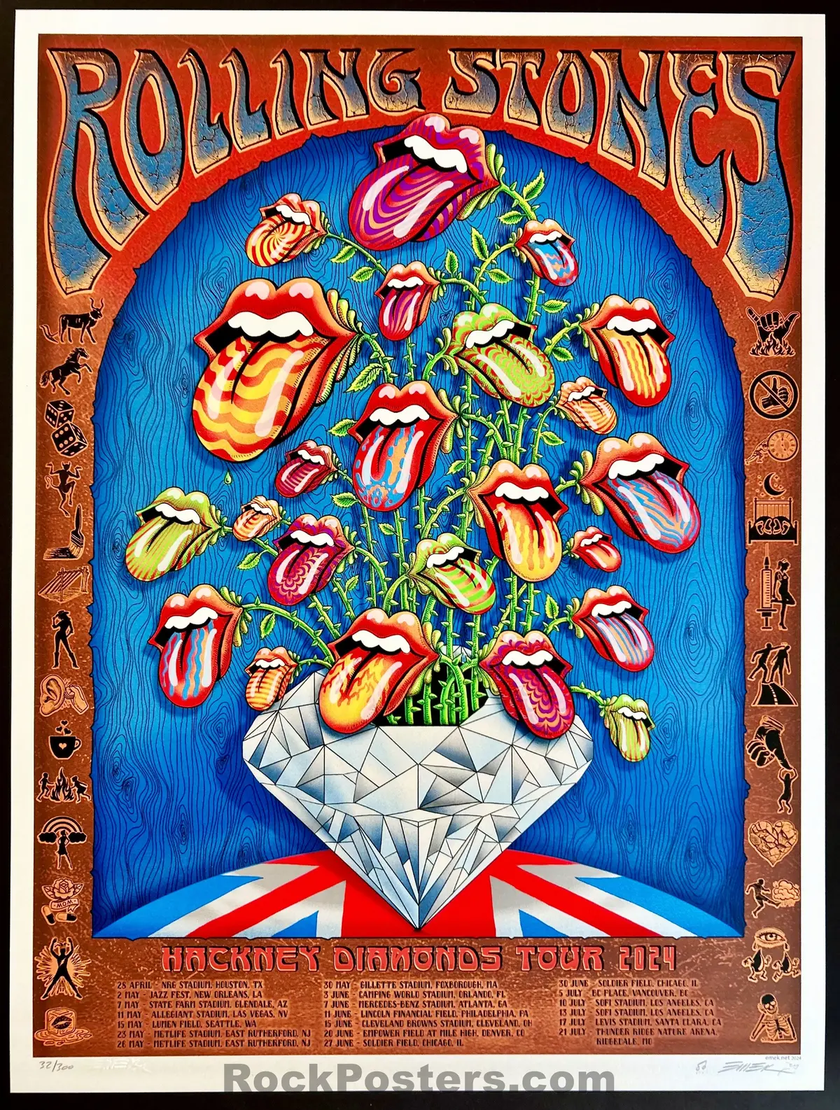 Auction - Rolling Stones - Hackney Diamonds Tour '24 - Multi Venue - Pearl Stock Edition - Emek - Signed & Numbered - Mint 1