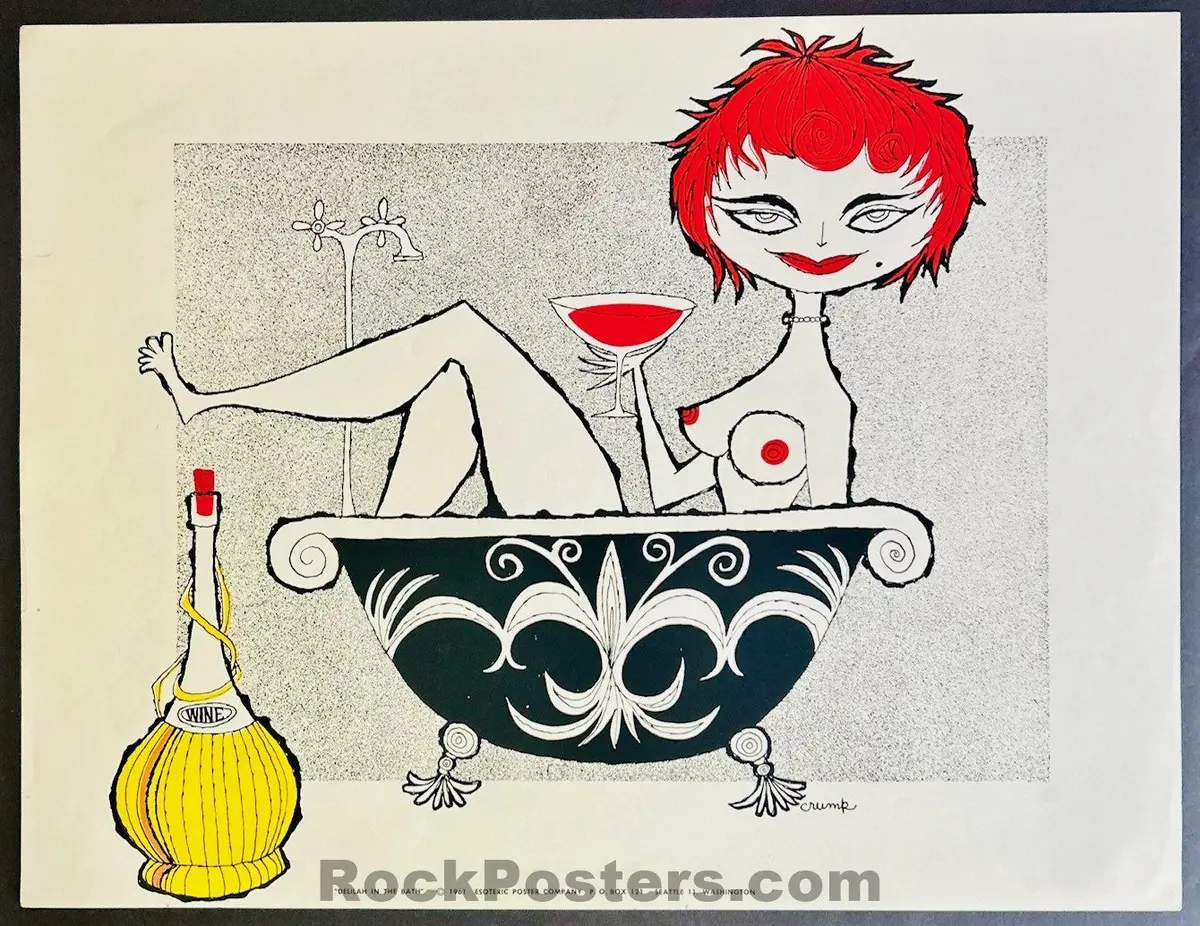 Auction - Delilah In The Bath - 1961 Beatnik Poster - Rolly Crump - Excellent 1