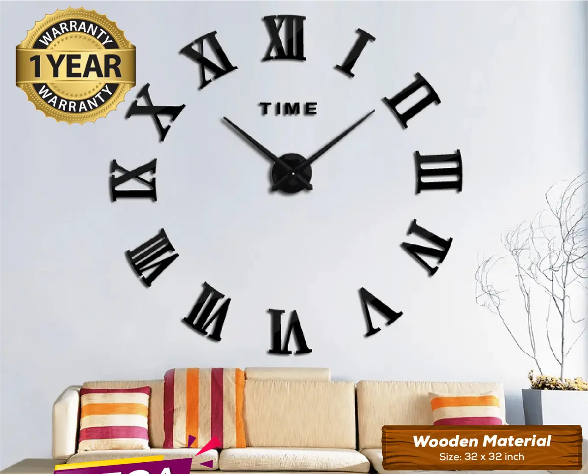 Large Size Wooden Diy Clock With 12 Inches Needles 1