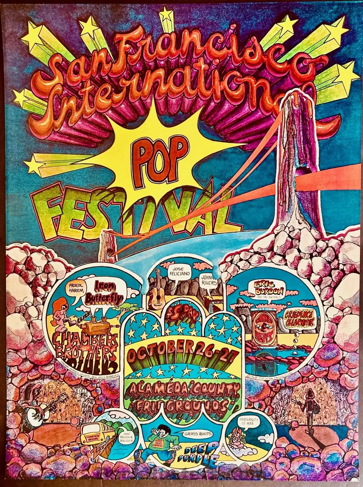 Auction -  San Francisco International Pop Festival - 1968 Poster - Creedence/Iron Butterfly - Near Mint 1