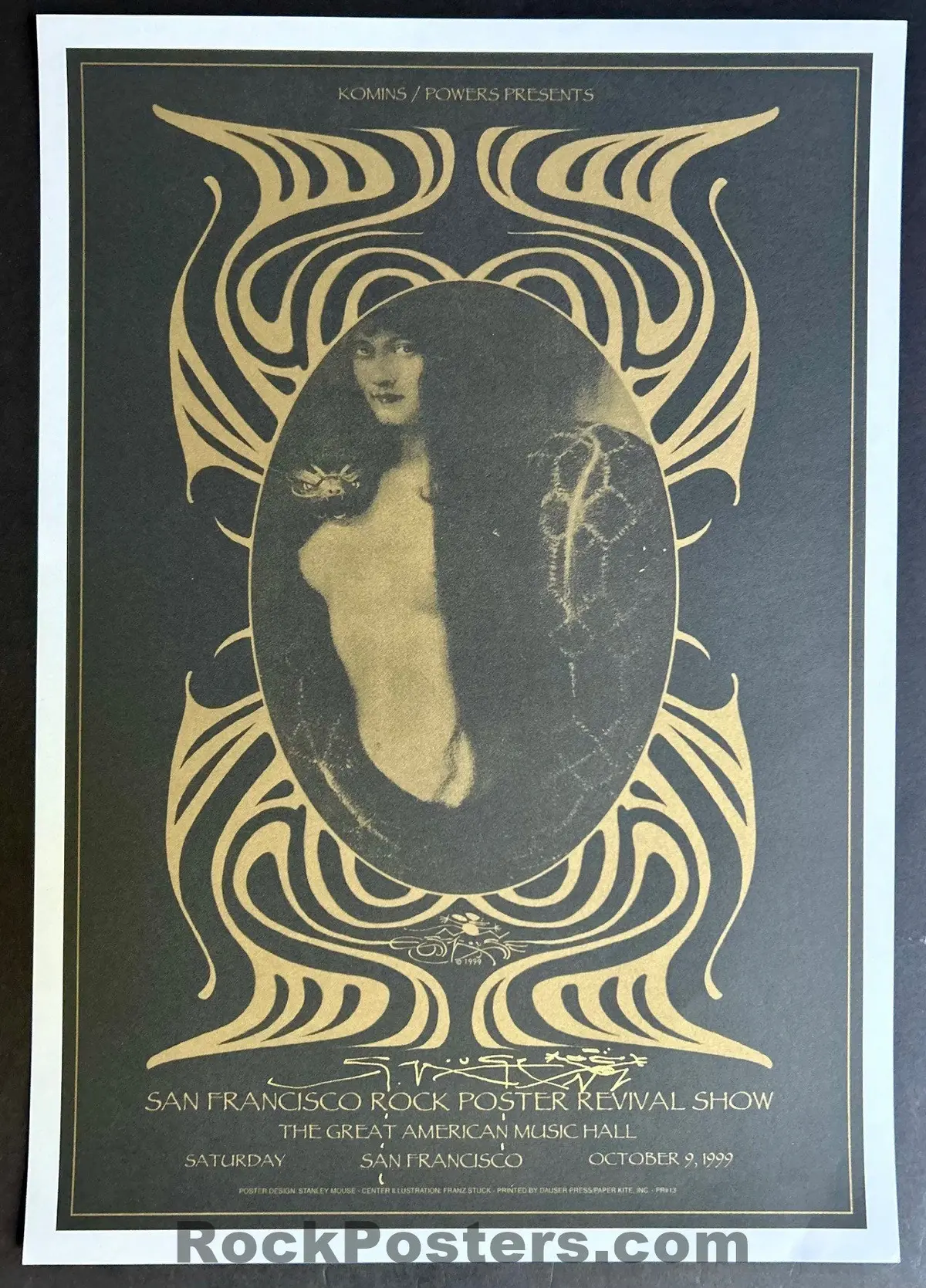 Auction -  S.F. Rock Poster Revival Show - Pre Trps - 1999 Snake Lady - Stanley Mouse Signed Poster - Mint 1