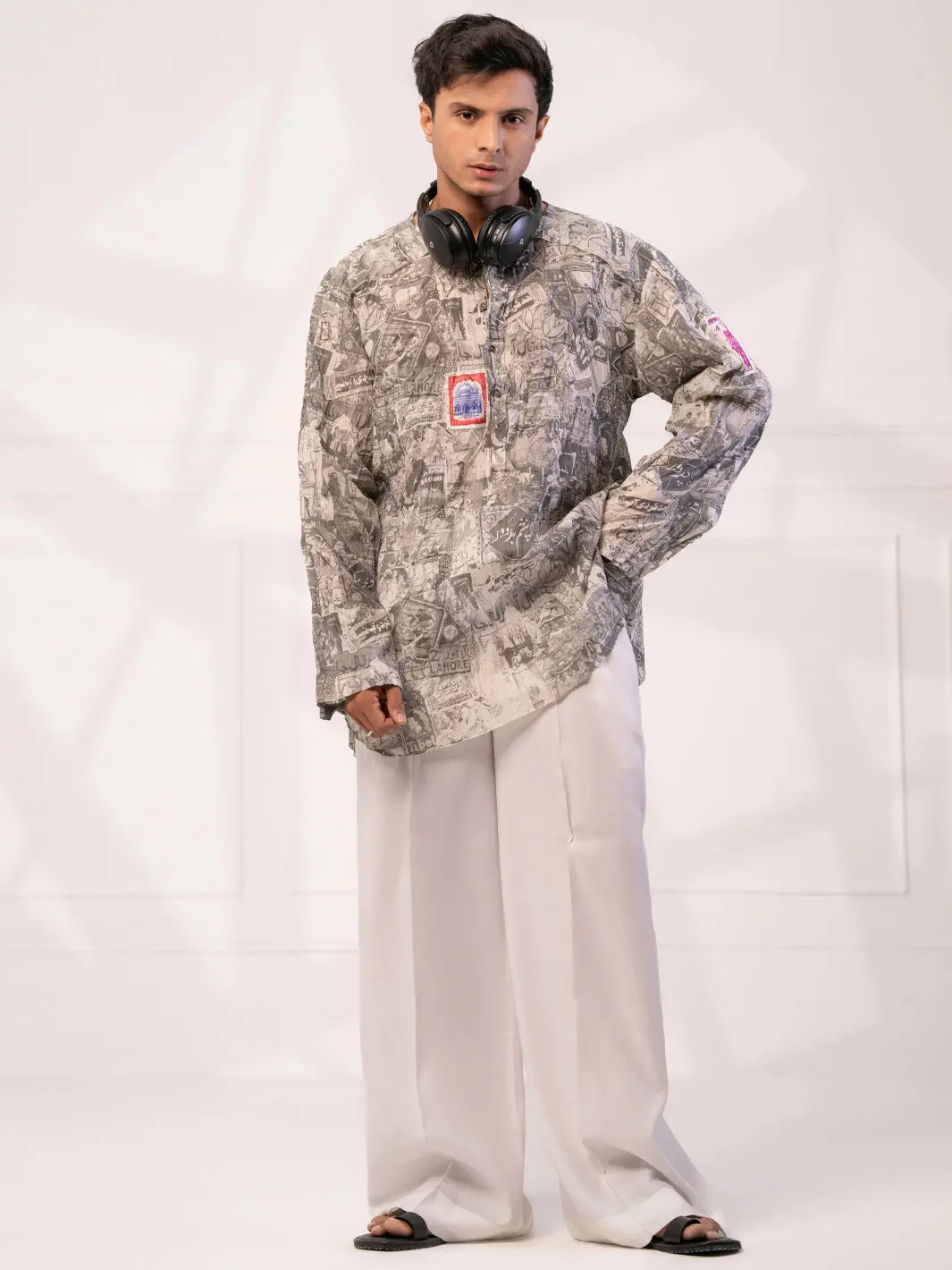 Light Grey Cotton Short Kurta - Al-Sk-021B 1