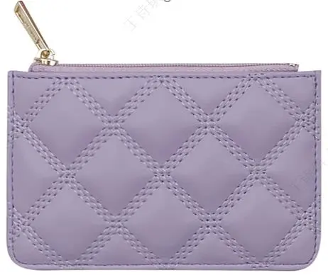 Women's Diamond Pattern Quilted Top Zip Coin Purse(Purple) 1
