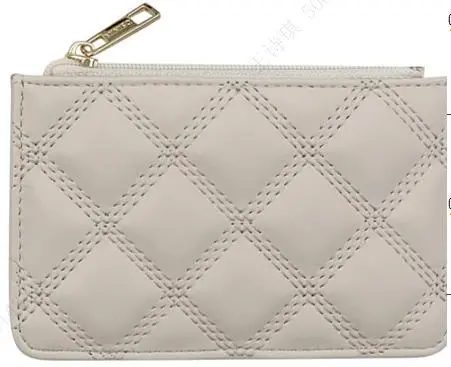 Women's Diamond Pattern Quilted Top Zip Coin Purse(Off-White) 1