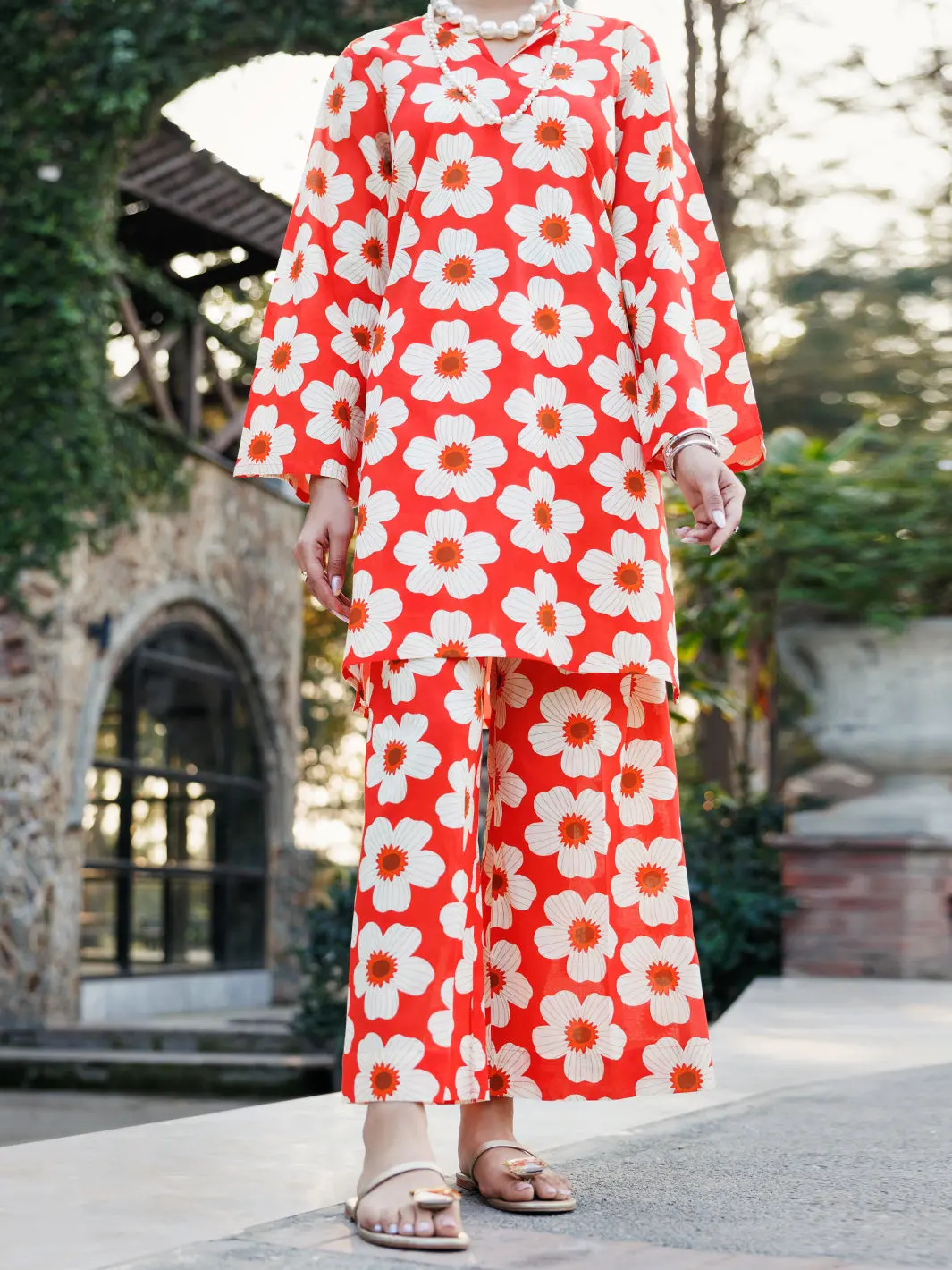 Orange Lawn Co-Ord Set - Alp-2Ps-Slks-2241 1
