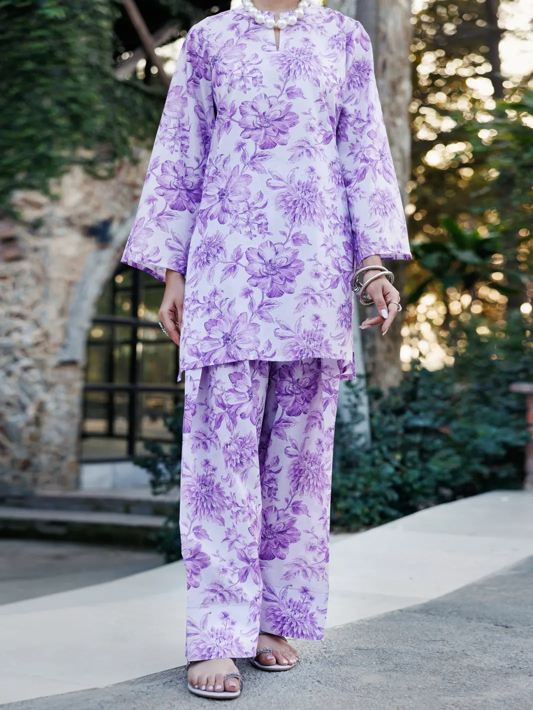 Light Purple Lawn Co-Ord Set - Alp-2Ps-Slks-2244 1