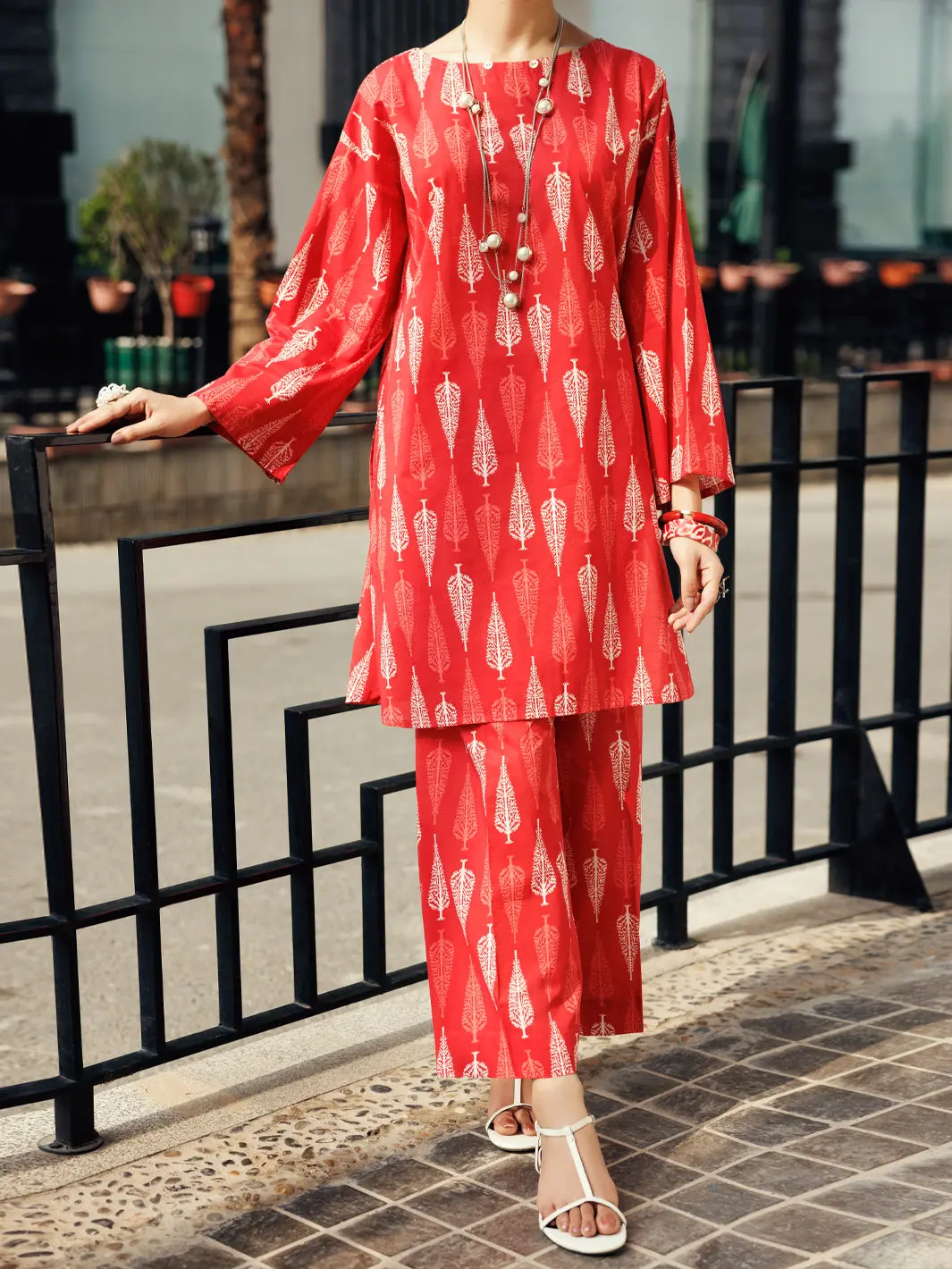 Red Lawn Co-Ord Set - Alp-2Ps-Slks-2247 1