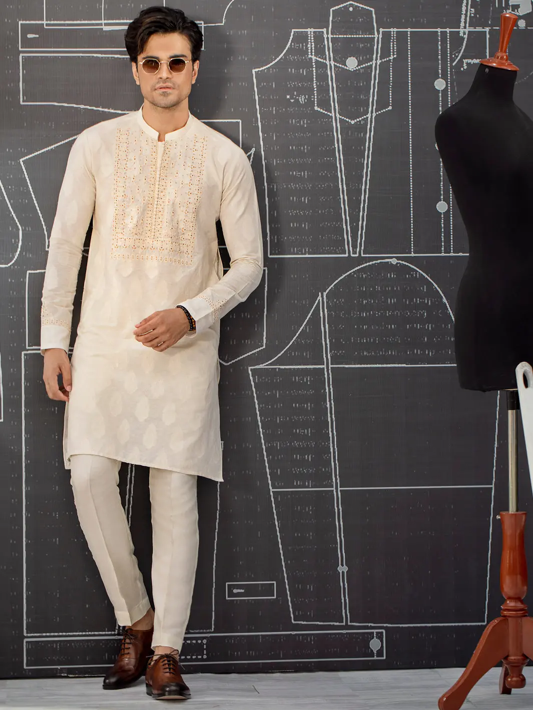 Cream Formal Kurta - Al-K-Sp-031A 1
