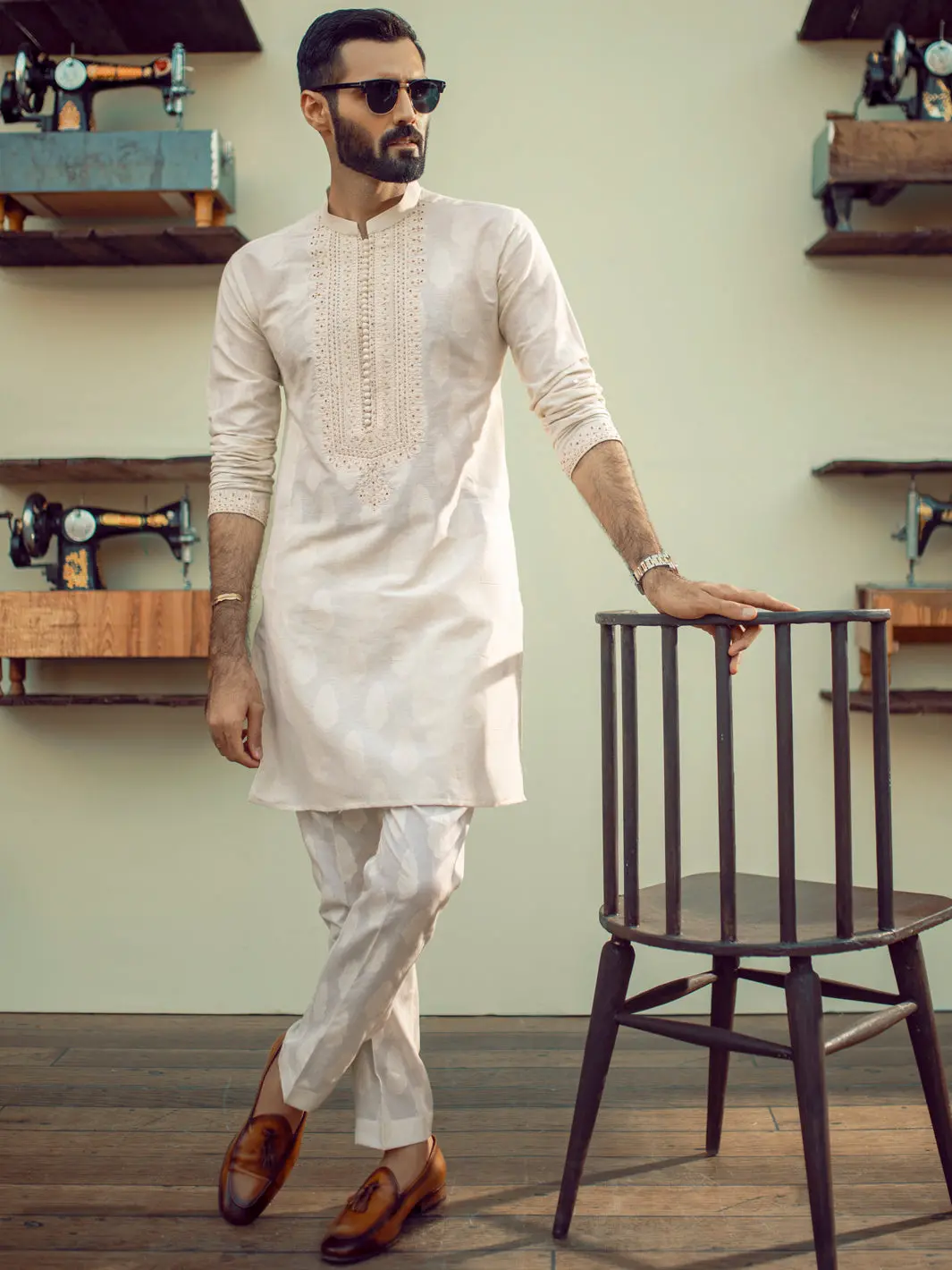 Cream Formal Kurta - Al-K-Sp-032A 1