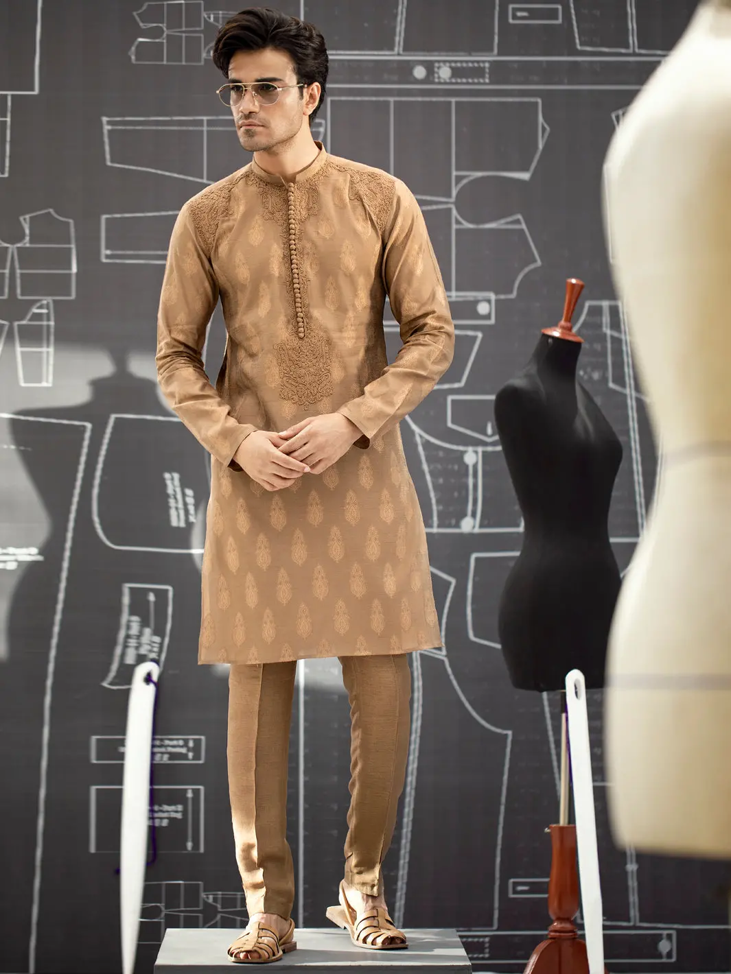 Brown Blended Formal Kurta - Al-K-Sp-034 1