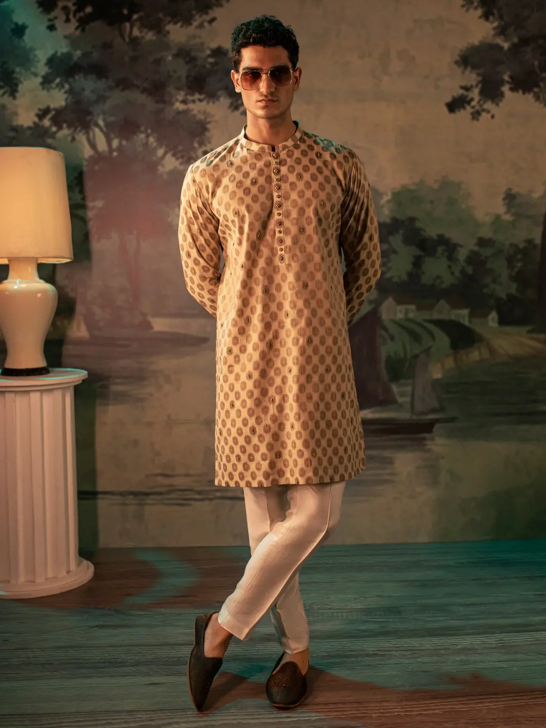 Fawn Blended Formal Kurta - Al-K-Sp-035 1