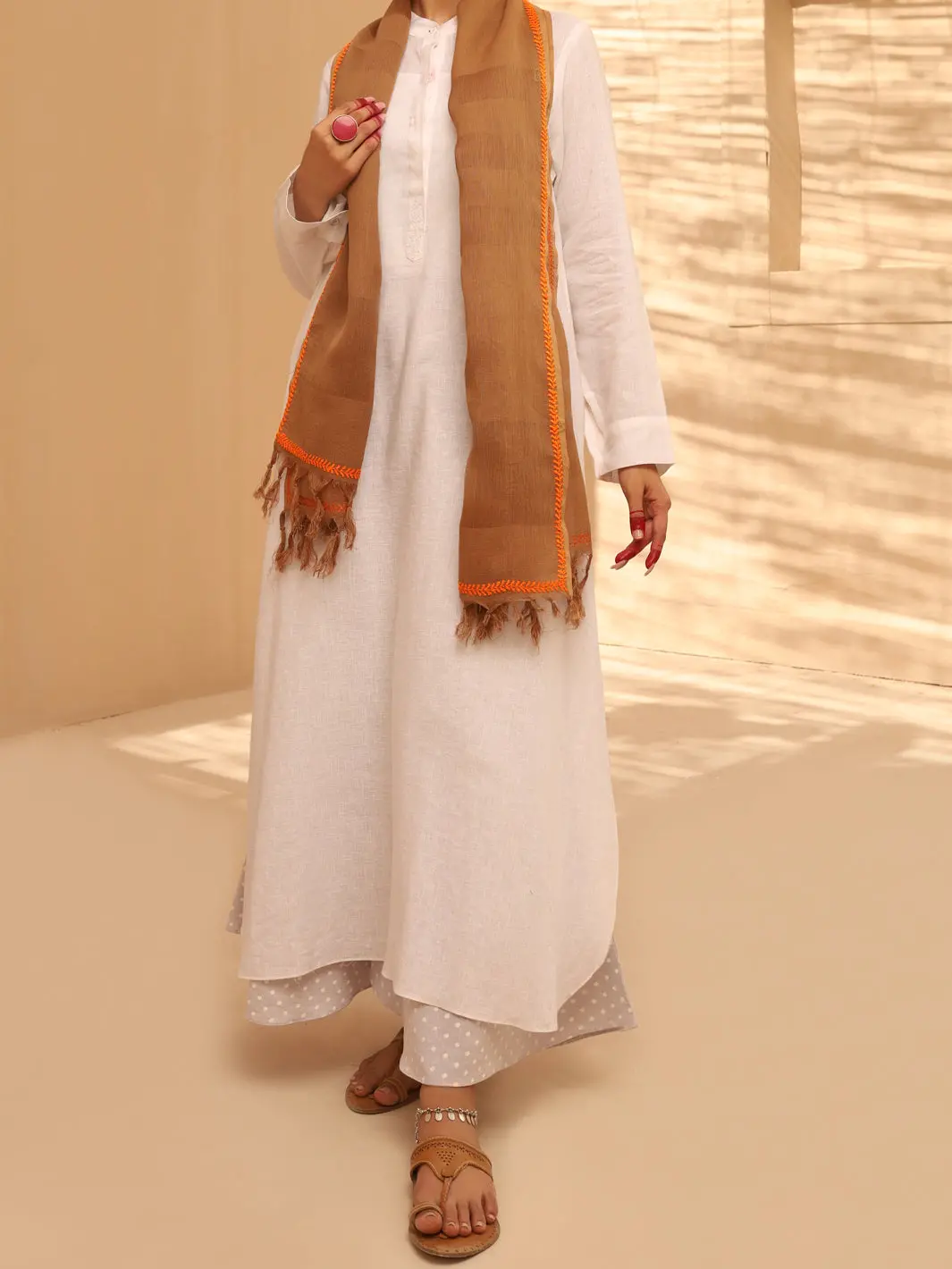 Khaki Women Stole - Alcr-St-1010 1