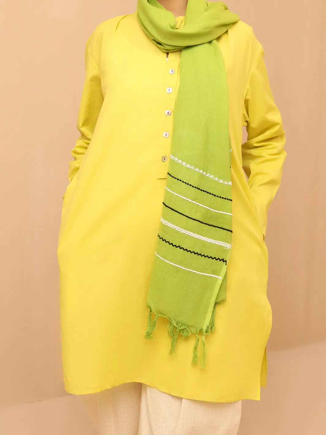 Lime Green Women Stole - Alcr-St-1013 1
