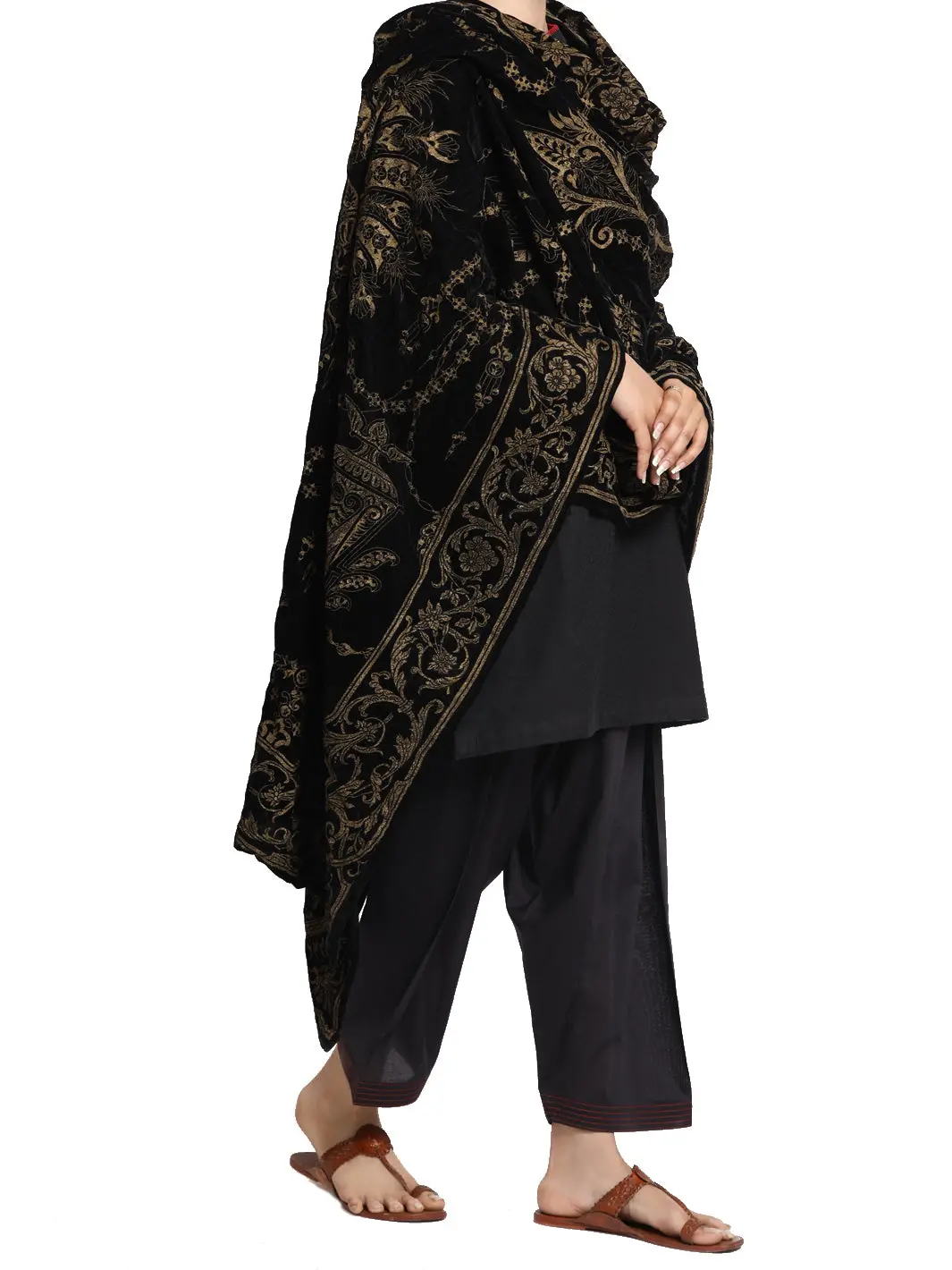 Black Velvet Women Shawl - 150 1