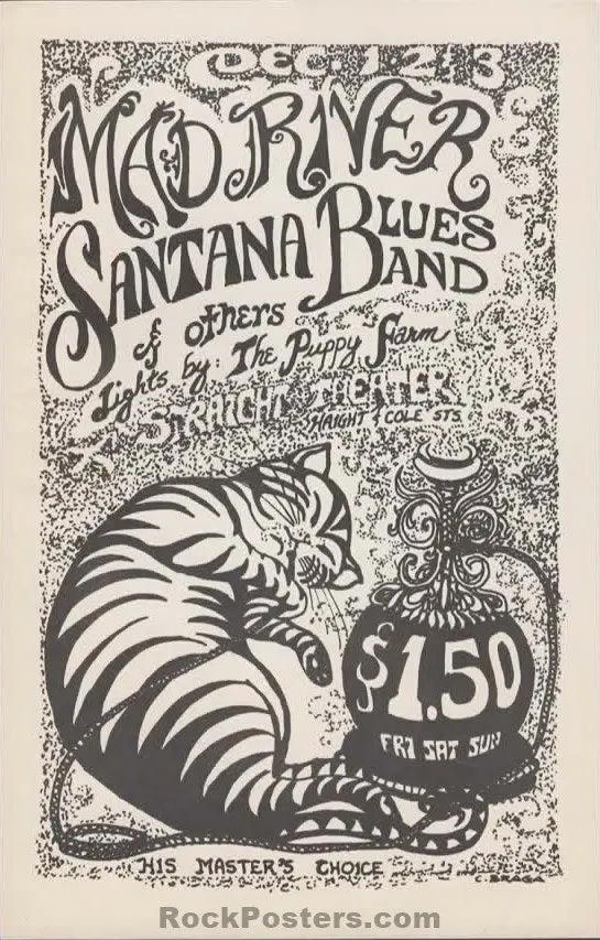 Auction - Aor 2.218 - Santana - Straight Theater - 1967 Handbill - Near Mint 1