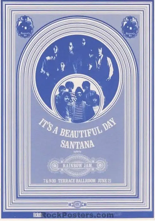 Auction - Santana - It's A Beautiful Day - Salt Lake City Utah - 1968 Handbill - Near Mint 1