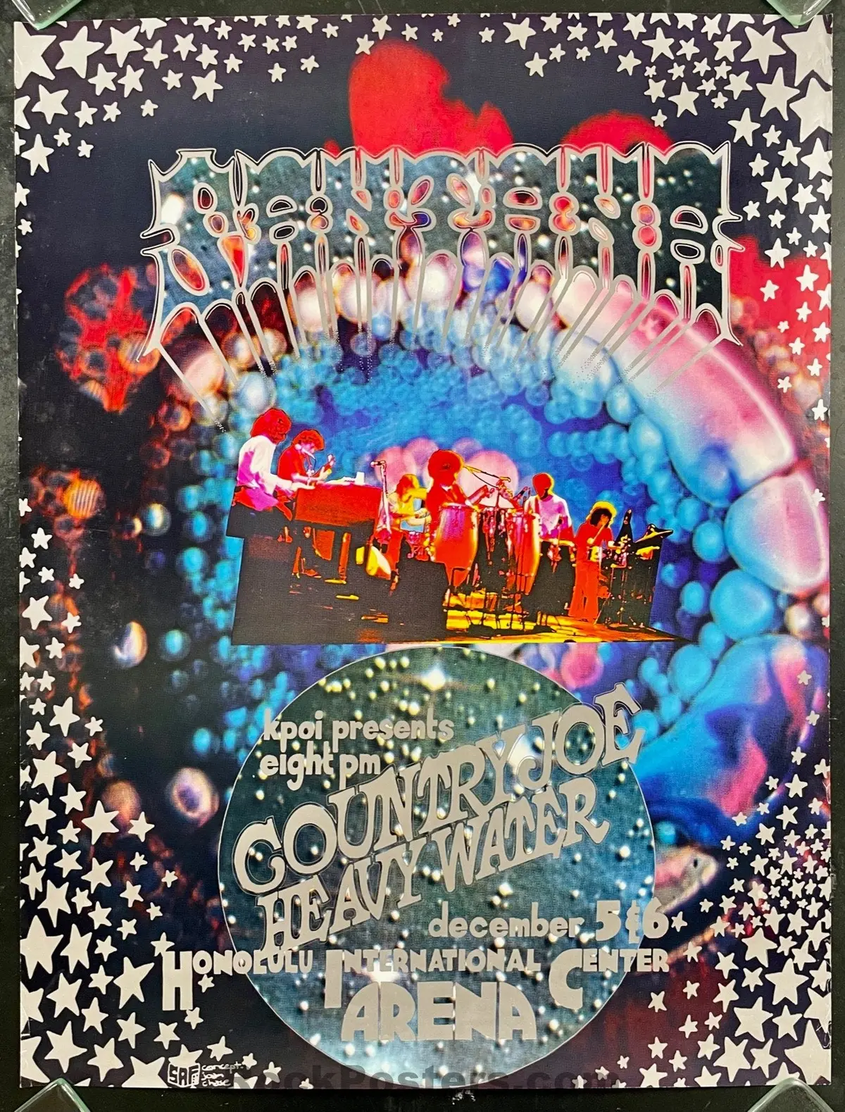 Auction - Santana -  Country Joe - Hawaii - 1969 Concert Poster - Excellent 1