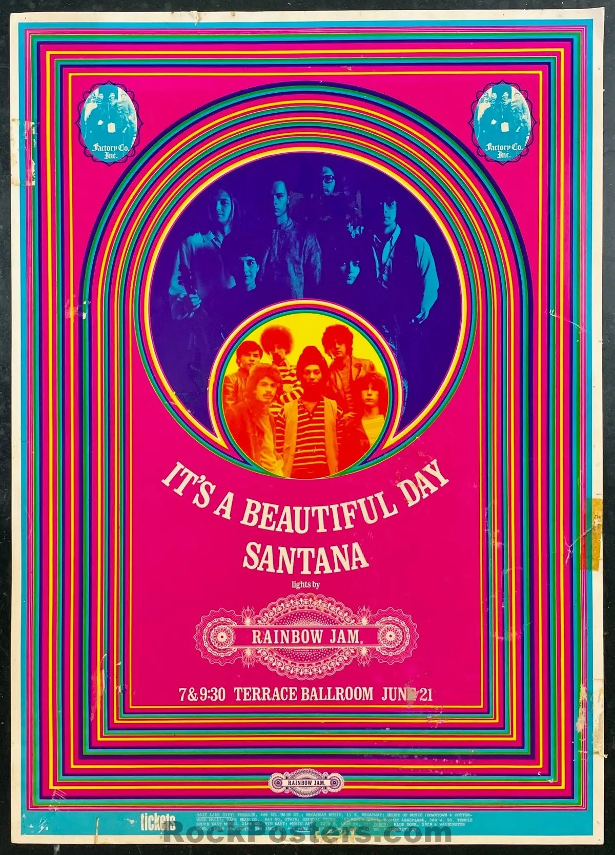 Auction - Santana -  It's A Beautiful Day - Salt Lake City Ut - 1969 Concert Poster - Very Good 1