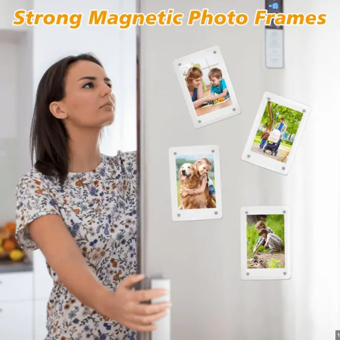 Magnetic Fridge Frames-Transparent Magnetic Acrylic Picture Frame Clear Frameless Memos For Office And Refrigerator 3X4 Inches Each 1