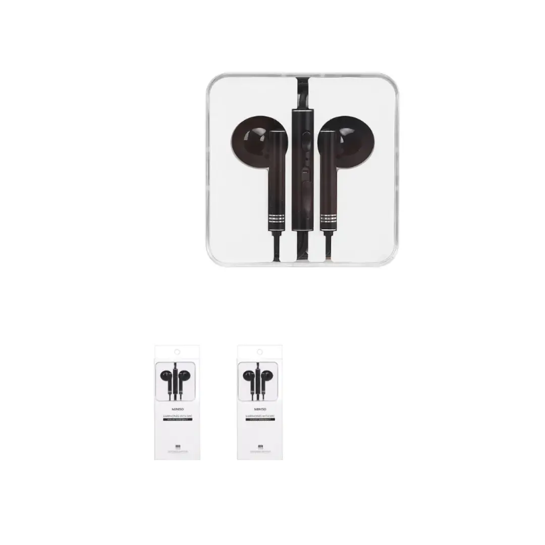 Wire Control In-Ear Earphones With Mic(Black) Model:1318 1
