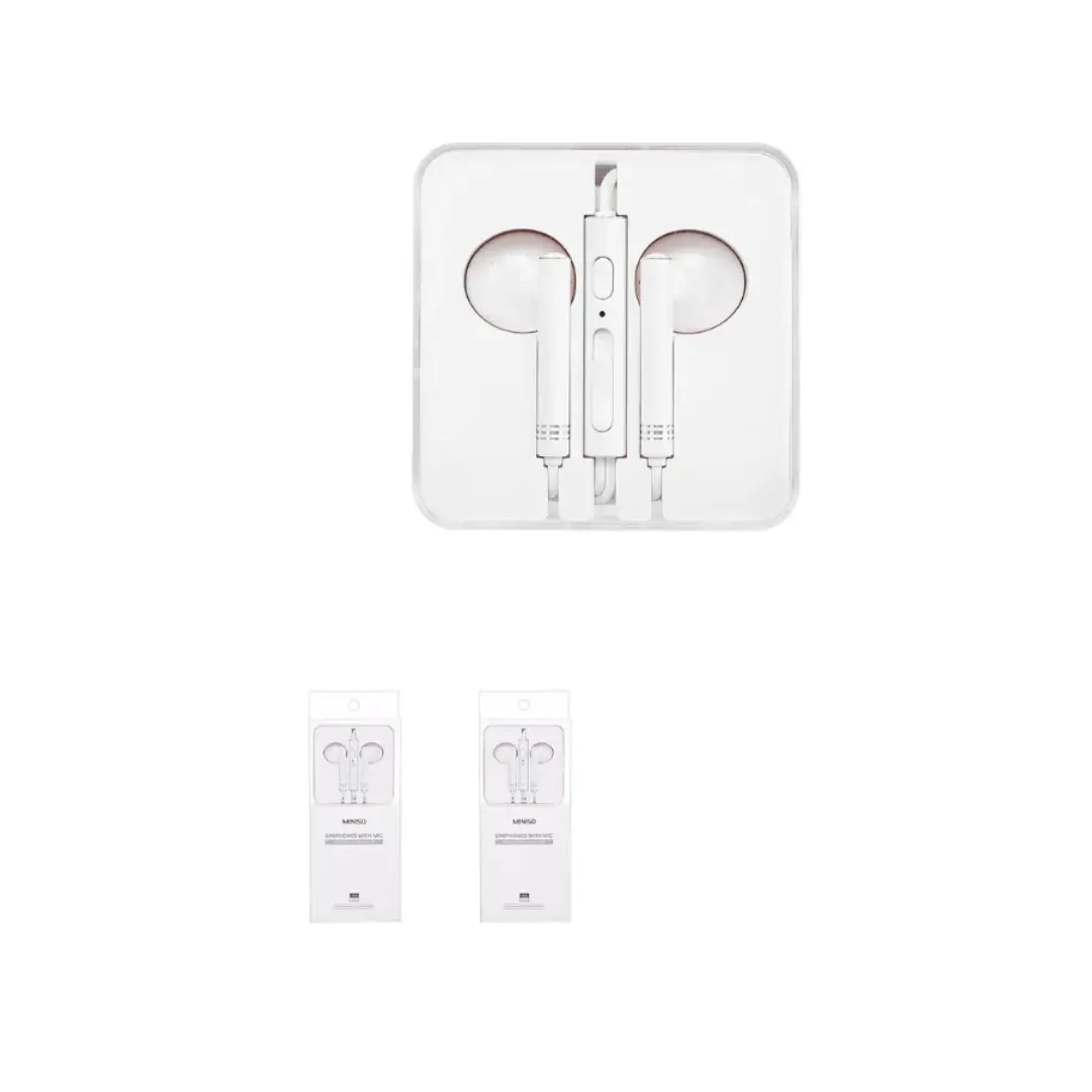 Wire Control In-Ear Earphones With Mic(White) Model:1318 1