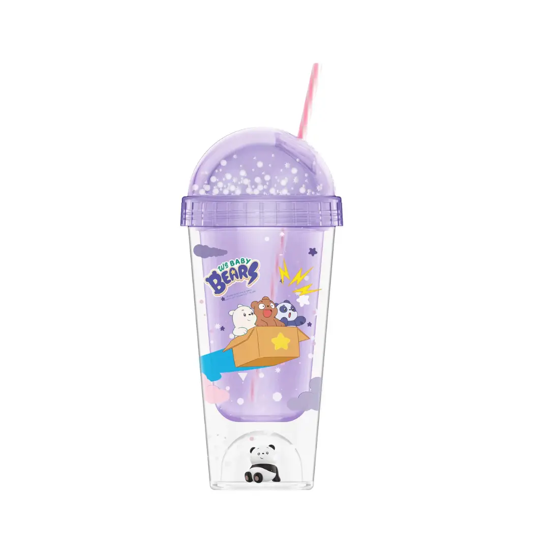 We Baby Bears Collection Double Wall Micro Landscape Tumbler With Straw (350Ml)(Purple) 1