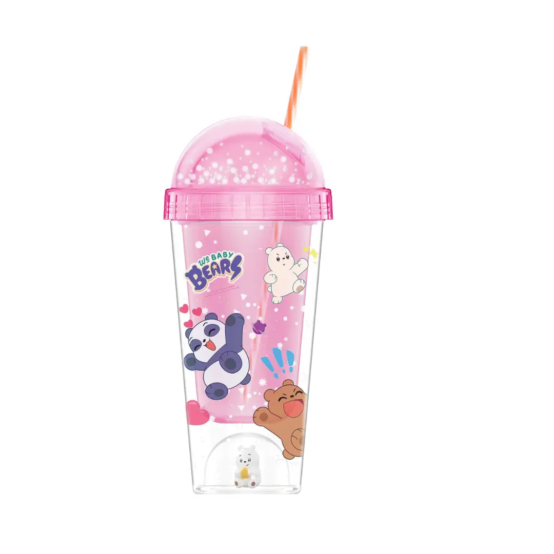 We Baby Bears Collection Double Wall Micro Landscape Tumbler With Straw (350Ml)(Pink) 1