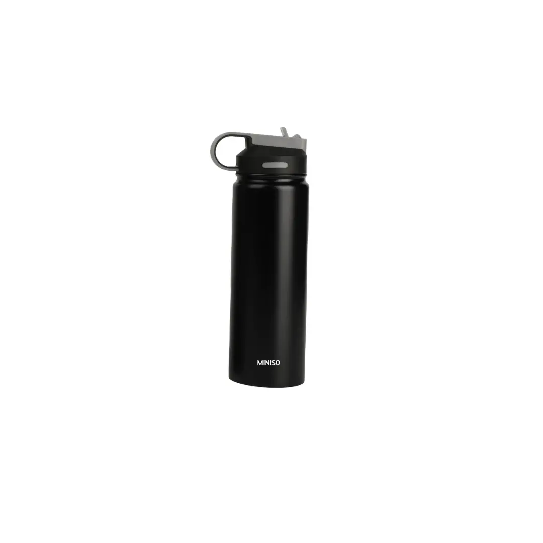 Solid Color Stainless Steel Bottle With Handle And Straw Lid (900Ml)(Black) 1