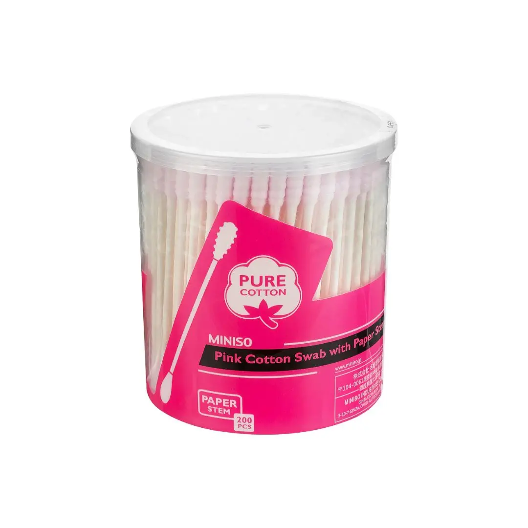 Pink Cotton Swab With Paper Stem (200 Pcs) 1