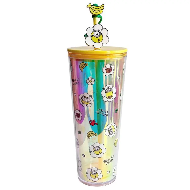Daisy Minions Collection Double Wall Plastic Bottle With Straw (800Ml)(Yellow) 1