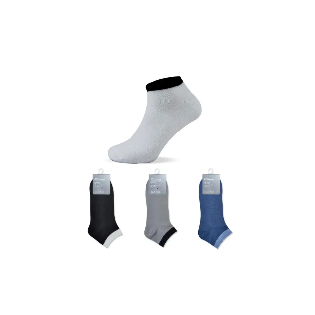 Classic Contrast Color Odor Control Men's Ankle Socks 3 Pairs (Classic Colors) 1