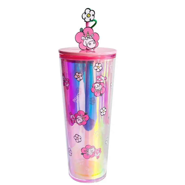 Daisy Minions Collection Double Wall Plastic Bottle With Straw (800Ml)(Pink) 1