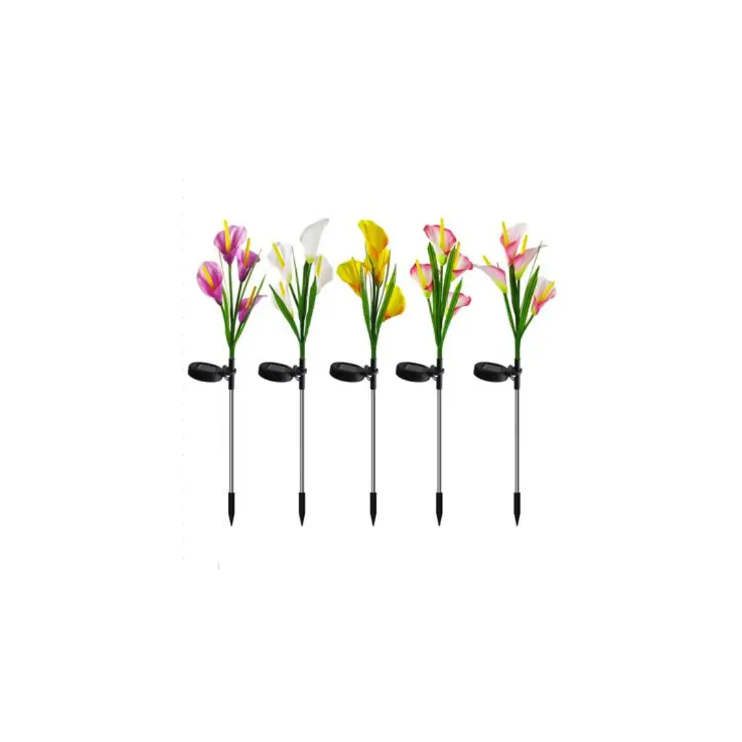 Solar Powered Four Headed Calla Lily (Random Colors) 1