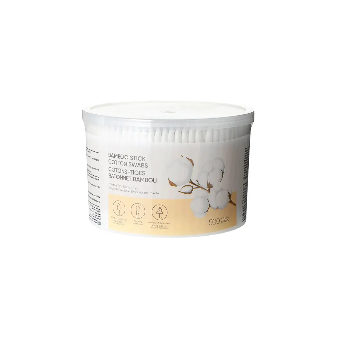 Bamboo Stick Cotton Swabs 500 Count (Pointed Tips & Spiral Tips) 1