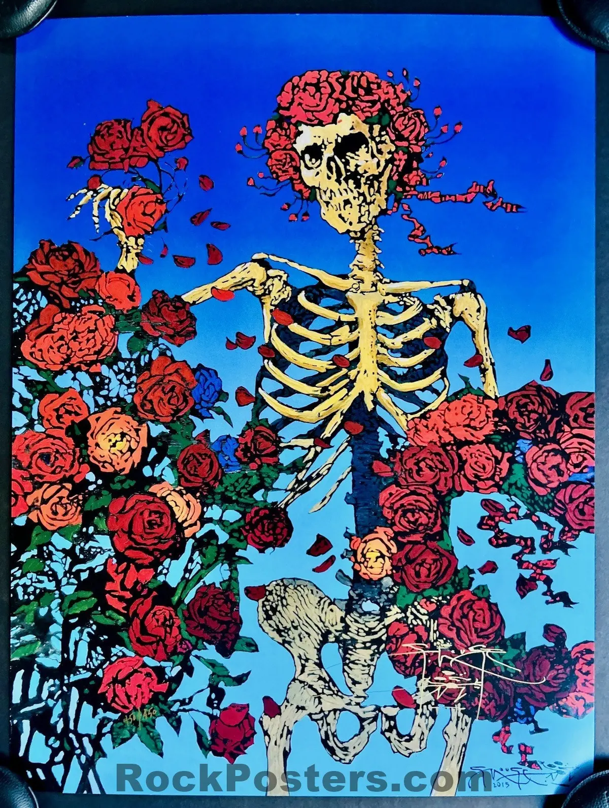 Auction - Skeleton & Roses - Grateful Dead - Stanley Mouse Signed - 2015 Poster - Near Mint Minus 1