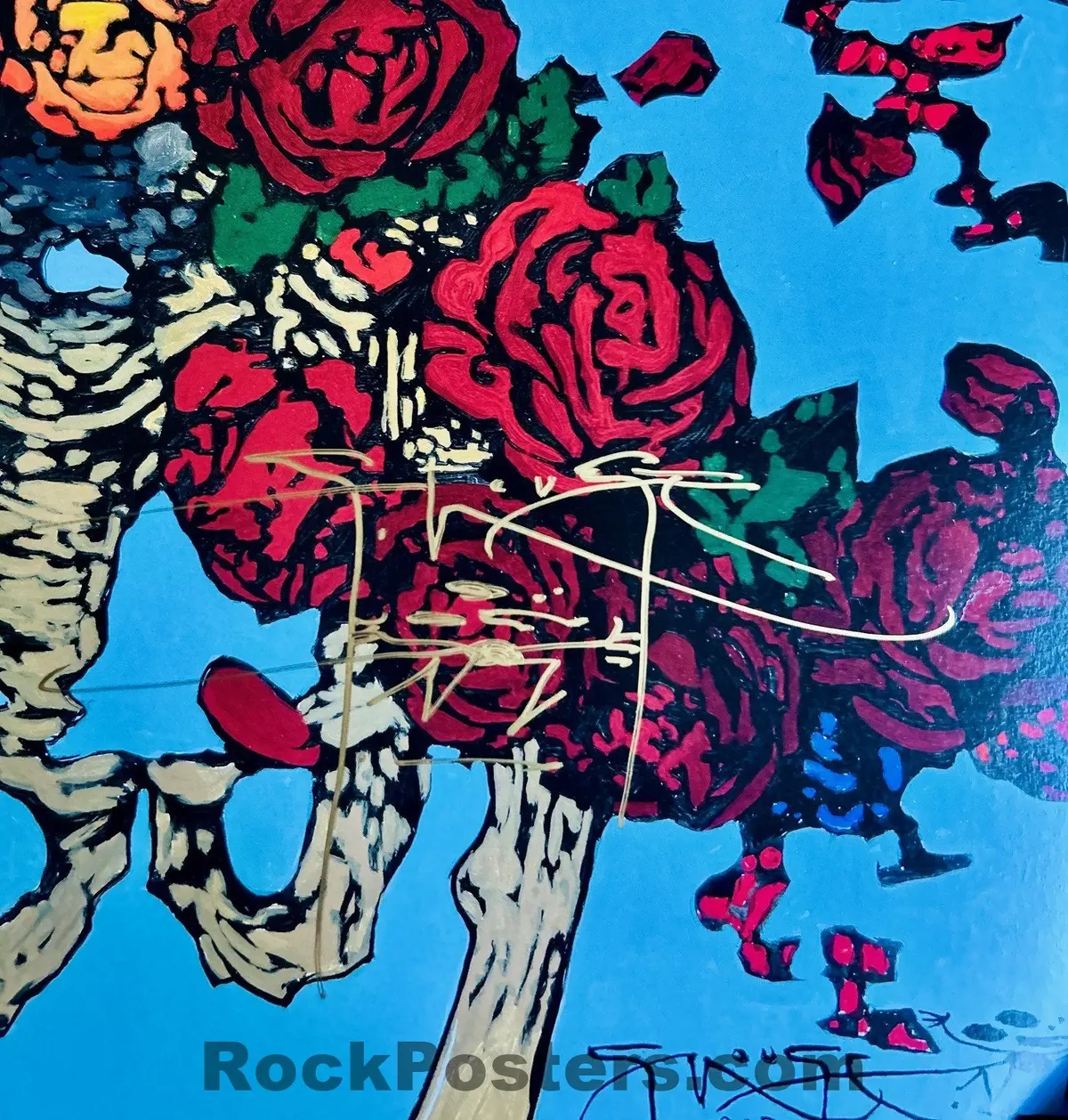 Auction - Skeleton & Roses - Grateful Dead - Stanley Mouse Signed - 2015 Poster - Near Mint Minus 2