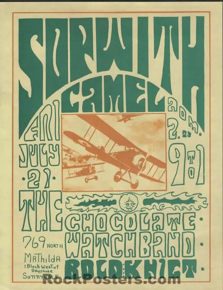 Auction - Sopwith Camel - Chocolate Watchband - 1967 Handbill - Bold Knight - Near Mint 1