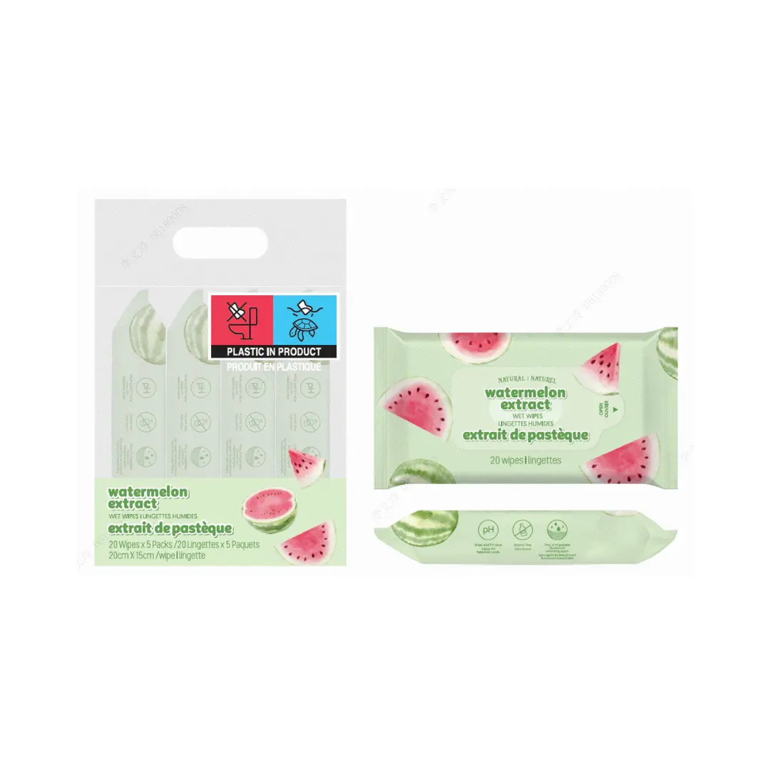 Watermelon Extract Wet Wipes (20 Wipes×4 Packs) 1