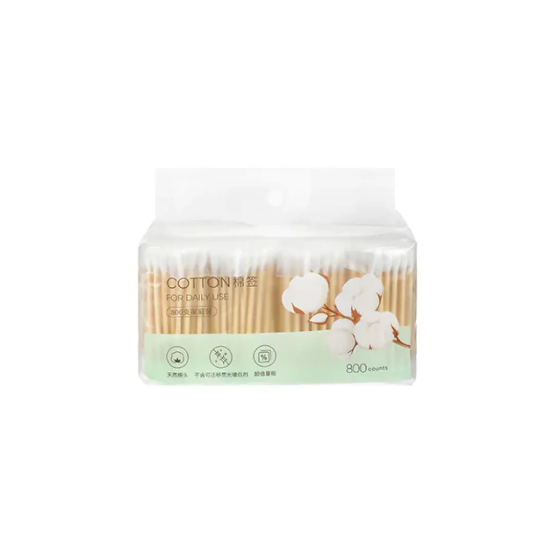 800 Count Wooden Stick Cotton Swabs[200 Count X4](White) 1