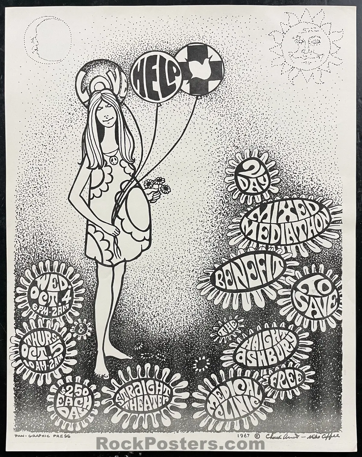 Auction - Haight Ashbury Free Clinic - Straight Theater - 1967 Benefit Poster - Excellent 1