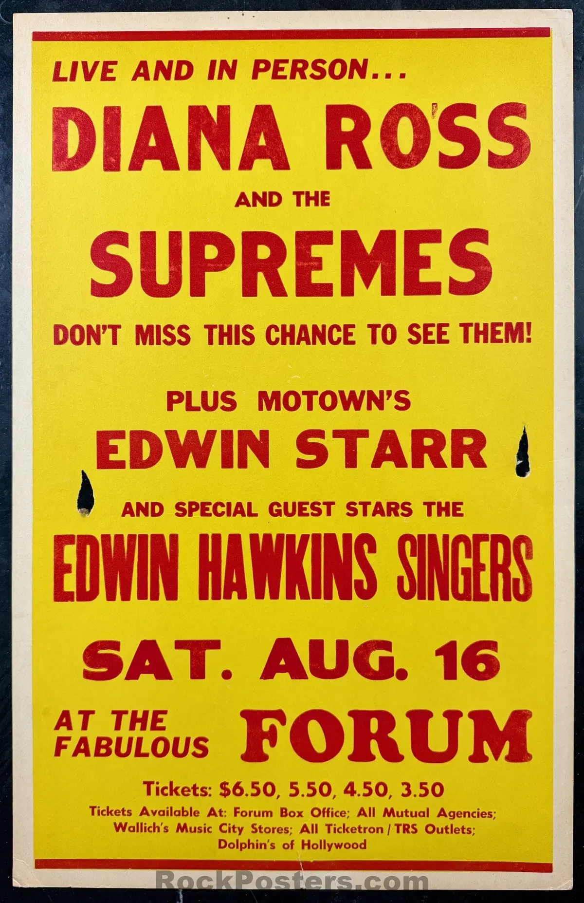 Auction - Diana Ross - The Supremes - 1969  Board Poster - La Forum - Very Good 1
