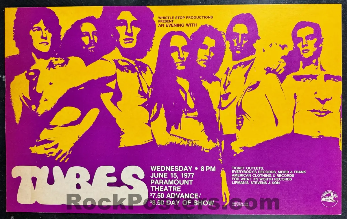 Auction - The Tubes - 1977 Board Poster - Seattle, Wa - Excellent 1