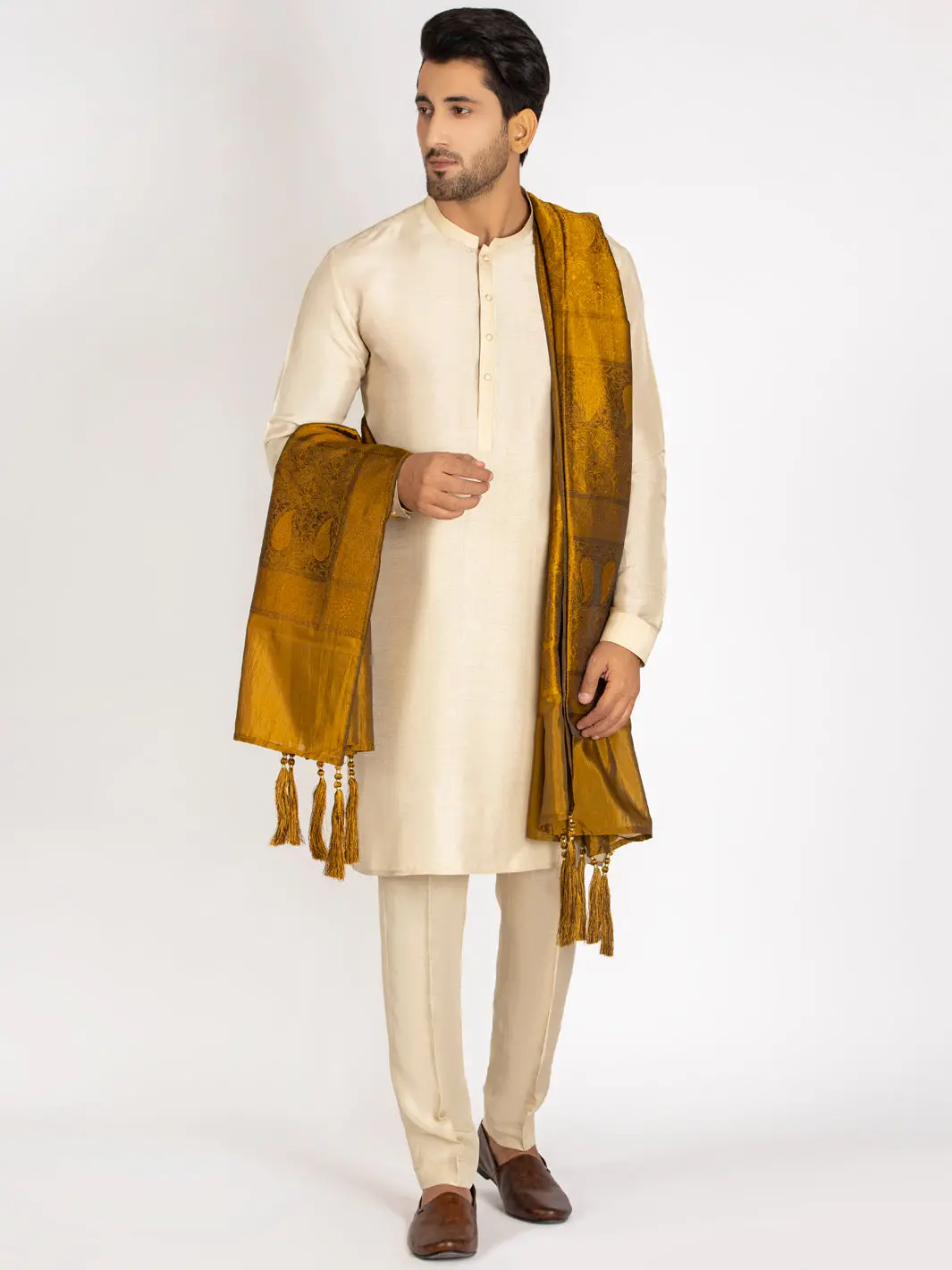Green Jacquard Shawl For Men - Al-Mst-031 1