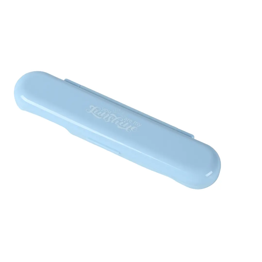 Solid Color Flip Top Plastic Flatware Set (Fork & Spoon)(Blue) 1