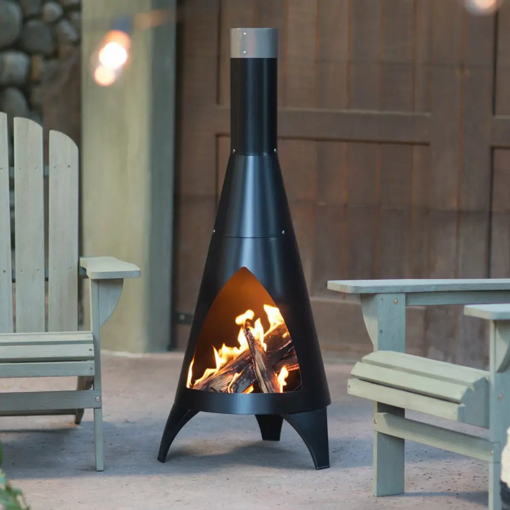 Modern Wood Burning Outdoor Steel Chiminea Fireplace 1