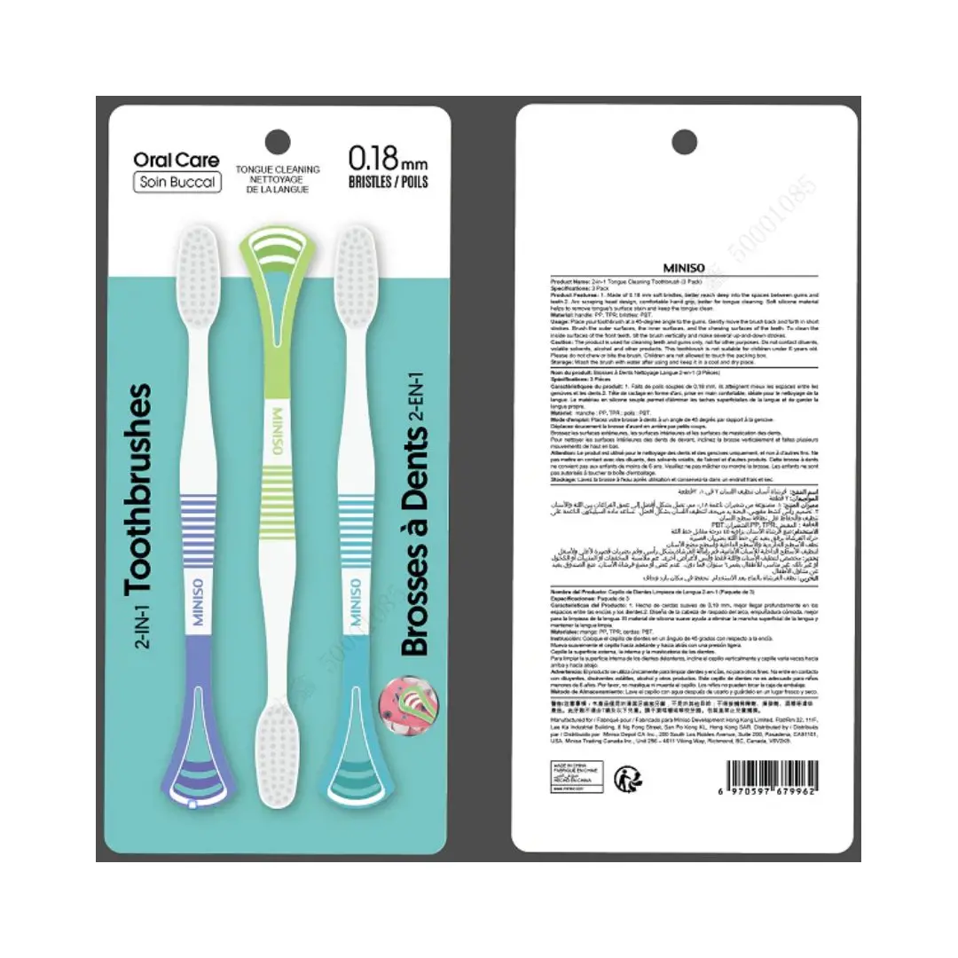 2-In-1 Tongue Cleaning Toothbrush (3 Pack) 1