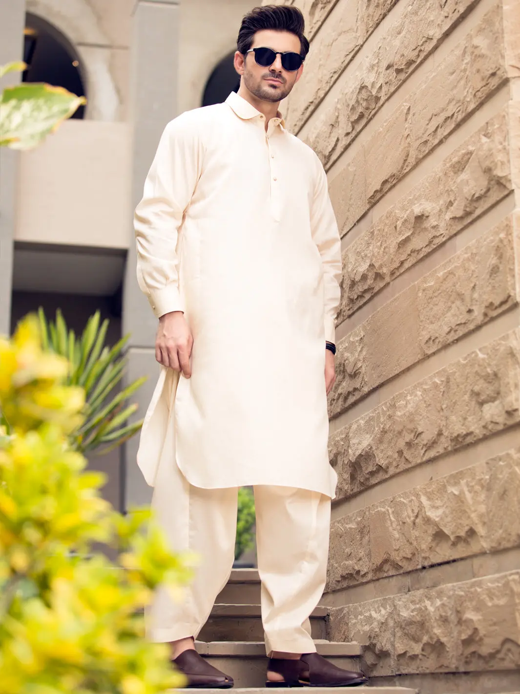 Off White Blended Kameez Shalwar - Alwa-Ks-244 1
